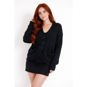 Women's Trouvé Black Silver Sequin Cardigan XS